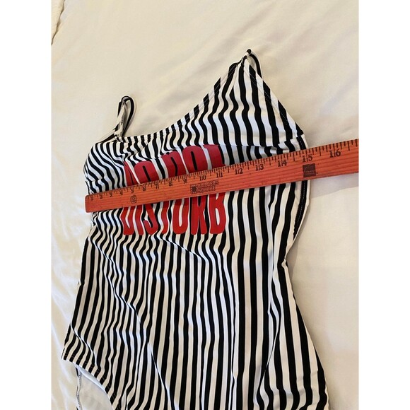 No Boundaries Swimsuit Womens One piece Size Large Jr 11-13 B&W Striped Summer - Picture 6 of 8
